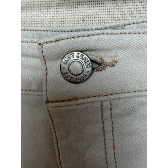 LOFT Size 6 28 Cream Natural The Girlfriend Denim Jeans Utility Classic Autumn - Picture 4 of 14